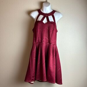 Red Sleeveless Junior Halter Dress Size 9